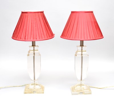 Lot 309 - A pair of glass table lamps, contemporary