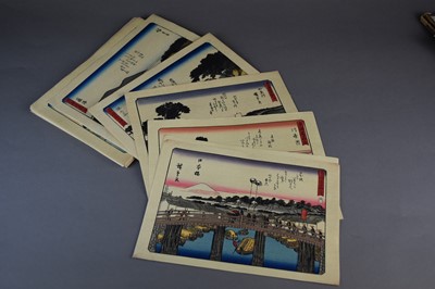 Lot 210 - After Ando Hiroshige, a folio of 56 Tokaido woodblock prints