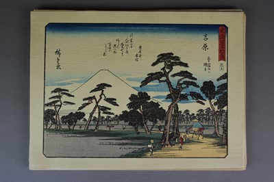 Lot 210 - After Ando Hiroshige, a folio of 56 Tokaido woodblock prints