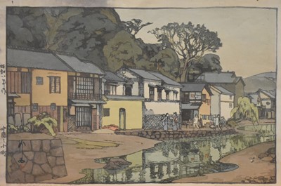 Lot 205 - Hiroshi Yoshida (1876-1950), Small Town in Chugoku, woodblock print