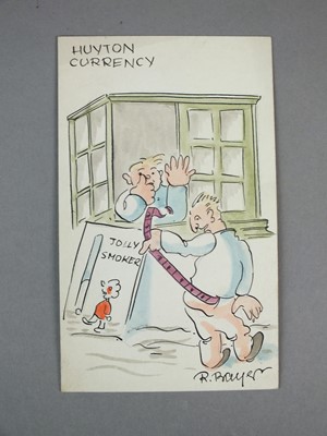 Lot 163 - Eight postcard cartoons illustrated by Richard Bayer during internment at Huyton POW camp