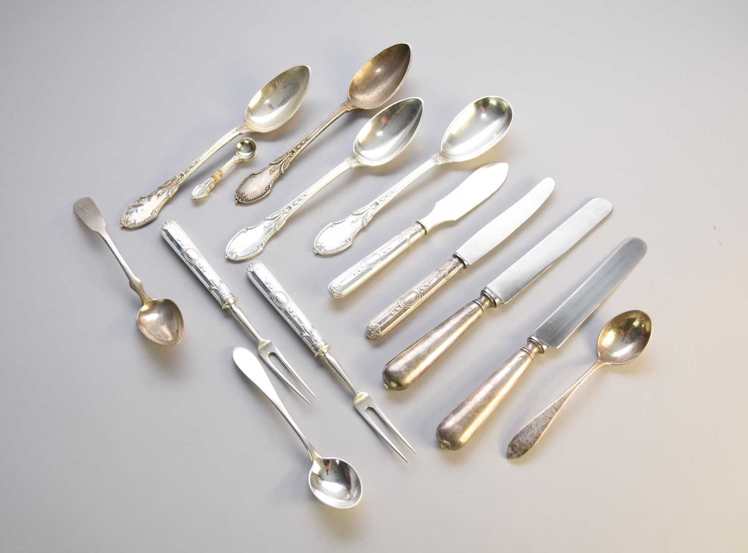 Lot 26 - A collection of silver and white metal cutlery
