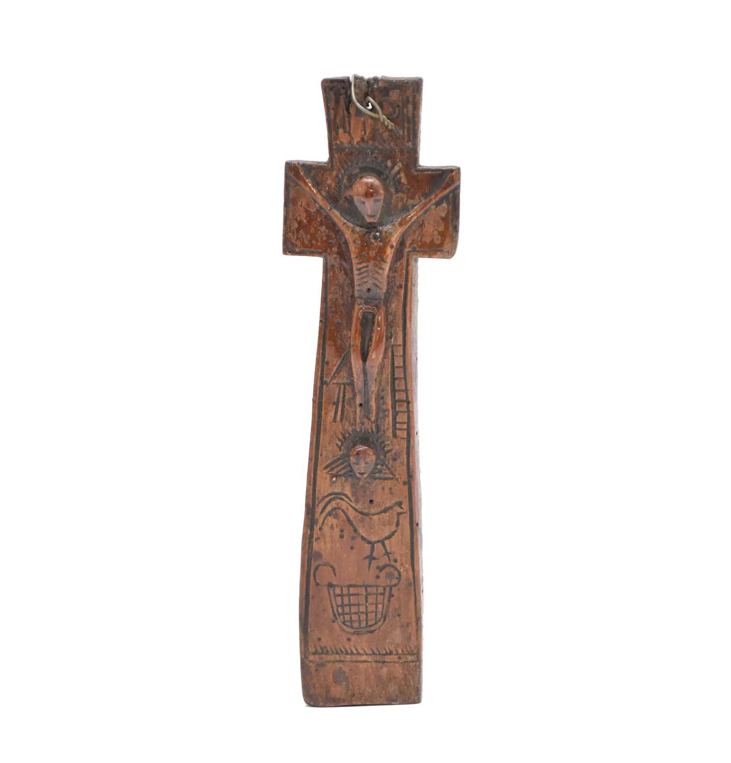 Lot 340 - An 18th century Irish fruitwood 'penal cross'