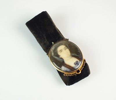 Lot 302 - A portrait miniature bracelet