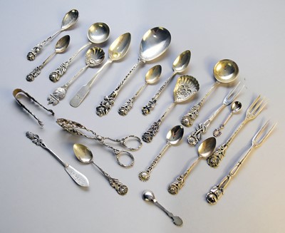 Lot 2 - A collection of silver and white metal flatware