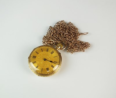 Lot 152 - A mid 19th century 18ct gold open face fob watch