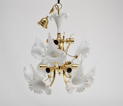 Lot 312 - A contemporary polished brass and glass ceiling light