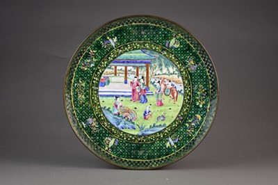Lot 130 - A Chinese Canton enamel dish, 19th century