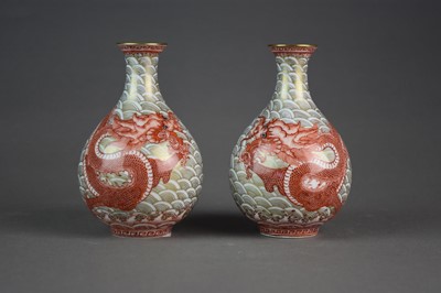 Lot 63 - A pair of Chinese bottle vases, Republic period
