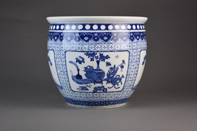 Lot 66 - A Chinese blue and white jardiniere, Kangxi mark, 19th century