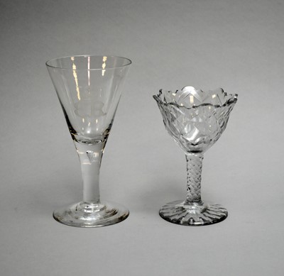 Lot 194 - A Georgian facet cut dessert glass and an Edward VIII coronation goblet