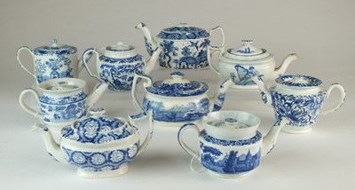 Lot 42 - Nine assorted blue and white transfer-printed...