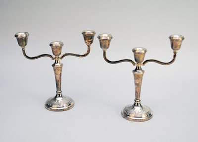 Lot 207 - A pair of silver mounted two-branch candelabra