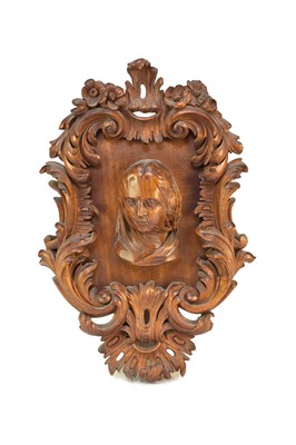 Lot 230 - Thomas Henry Kendall: a carved oak cartouche containing a veiled maiden
