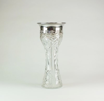Lot 14 - A large silver mounted cut glass vase