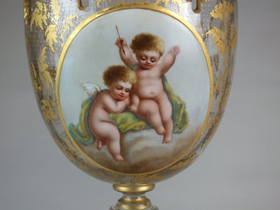 Lot 226 - A pair of Bohemian overlay goblet vases, circa 1860