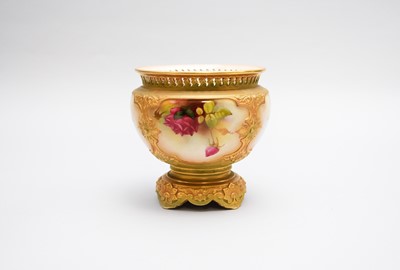 Lot 553 - Royal Worcester jardiniere and Hadley Ware basket vase