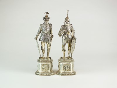 Lot 31 - Two German silver models of knights