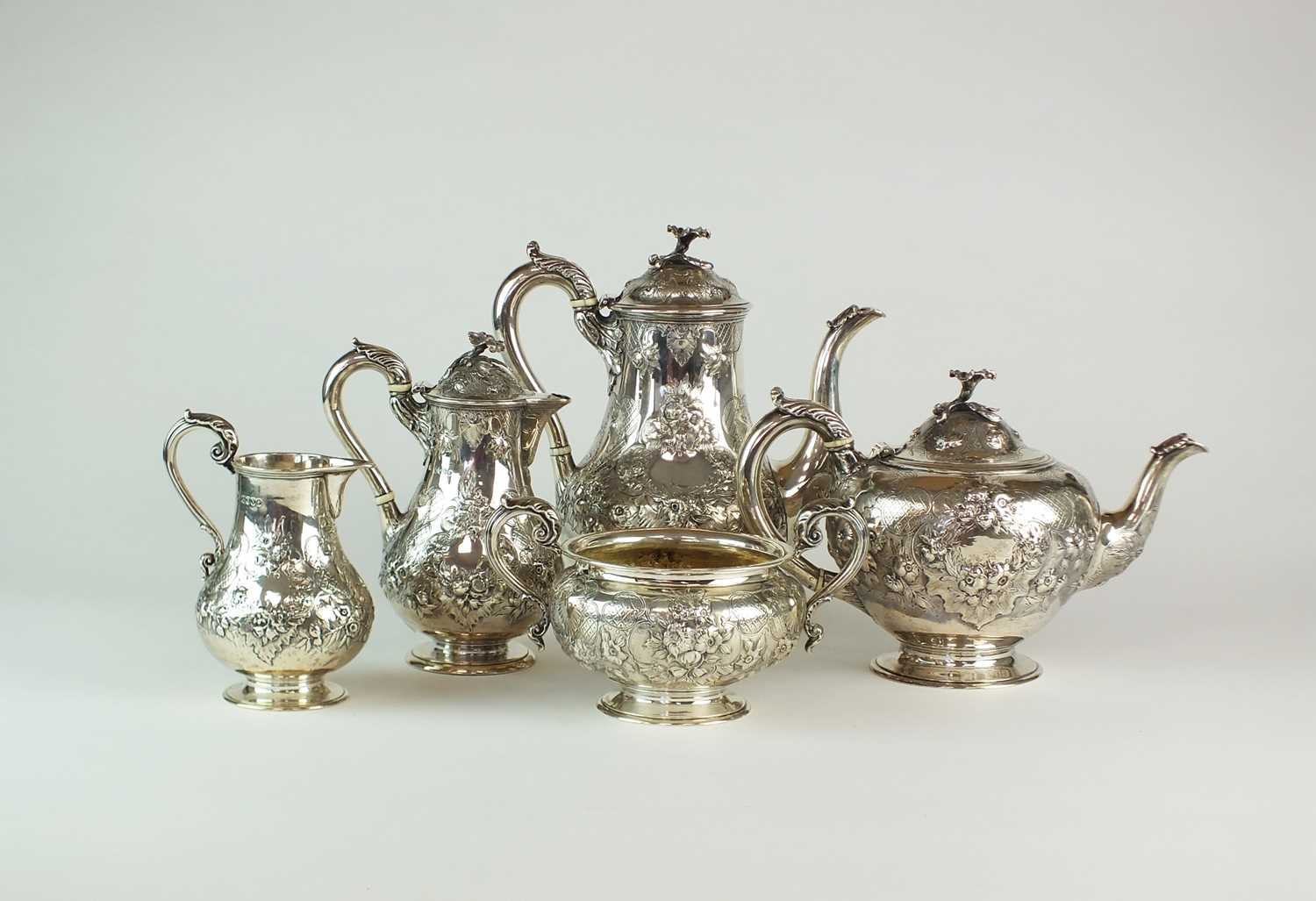 Lot 34 - A Victorian Hunt and Roskell five piece silver tea and coffee service