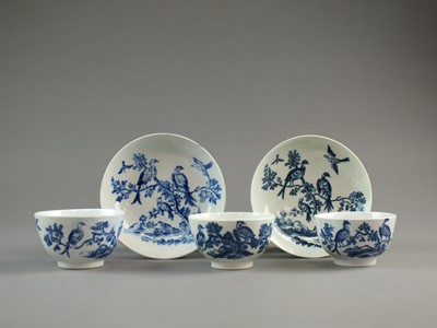 Lot 500 - Caughley, Coalport and Worcester 'Birds in Branches' tea bowls and two saucers