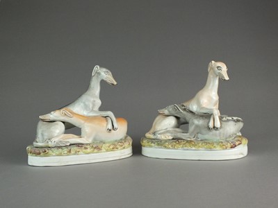 Lot 292 - Two unusual Staffordshire Greyhound groups