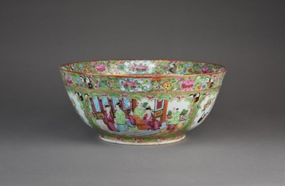 Lot 78 - A Chinese Canton famille rose punch bowl, 19th century