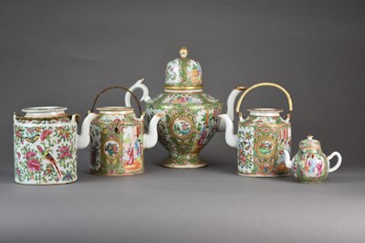 Lot 79 - A group of Chinese Canton famille rose teapots, 19th century