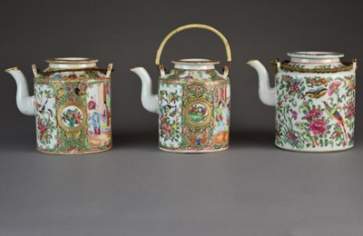 Lot 79 - A group of Chinese Canton famille rose teapots, 19th century