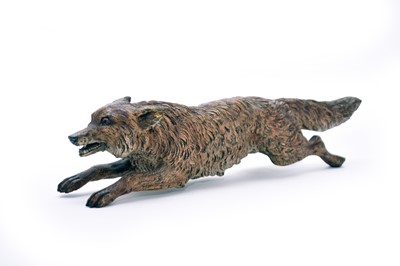 Lot 339 - An Austrian cold painted bronze figure of a running fox