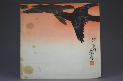 Lot 641 - Shibata Zeshin (1807-1891), Crows Flying, and further Japanese woodblock prints