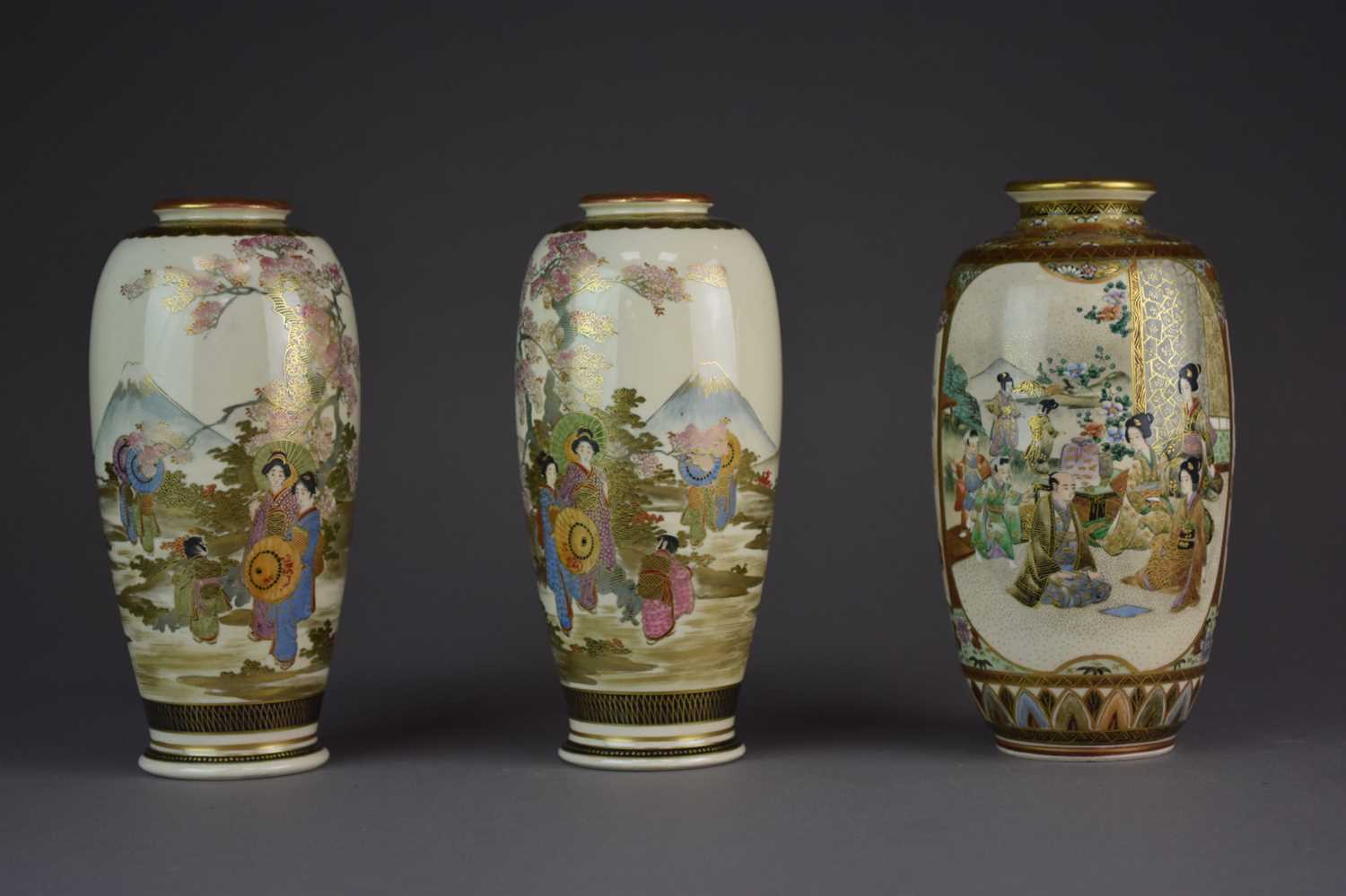 Lot 634 - A pair of Japanese Satsuma vases by Shoyama