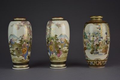 Lot 634 - A pair of Japanese Satsuma vases by Shoyama