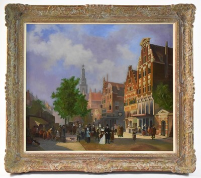 Lot 452 - Denby Sweeting (British, 1936-2020), A Dutch street scene