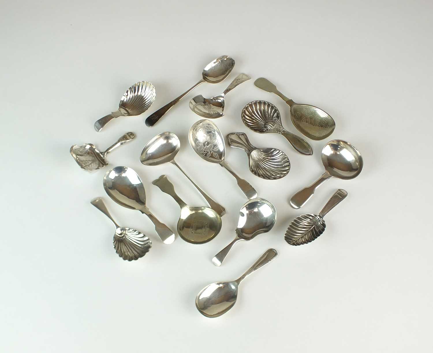 Lot 39 - A collection of ten silver caddy spoons