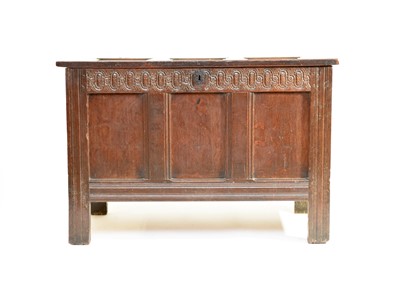 Lot 351 - An 18th century carved oak coffer