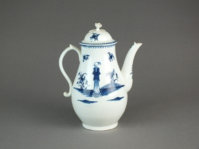 Lot 274 - Caughley 'Waiting Chinaman' coffee pot and cover, circa 1775-82