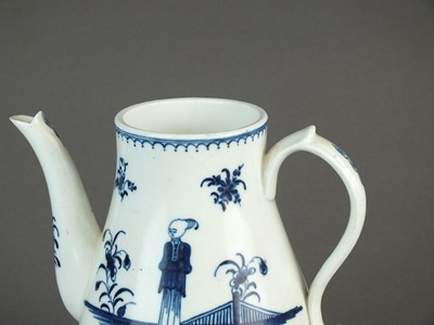 Lot 274 - Caughley 'Waiting Chinaman' coffee pot and cover, circa 1775-82