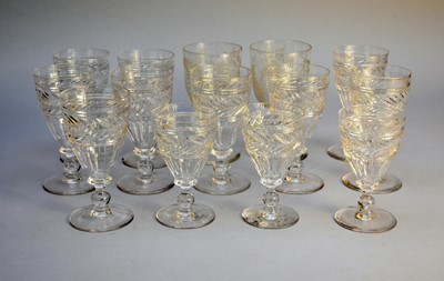 Lot 484 - A suite of thirty cut lead crystal glasses, 20th century