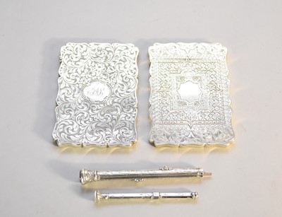 Lot 29 - Two silver card cases and two propelling pencils