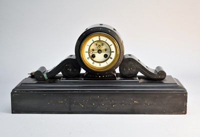 Lot 743 - A French black marble clock