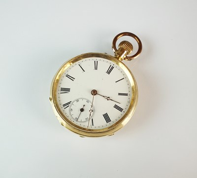 Lot 107 - A Gentleman's continental yellow metal open face pocket watch