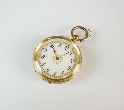 Lot 164 - A Lady's continental yellow metal fob watch