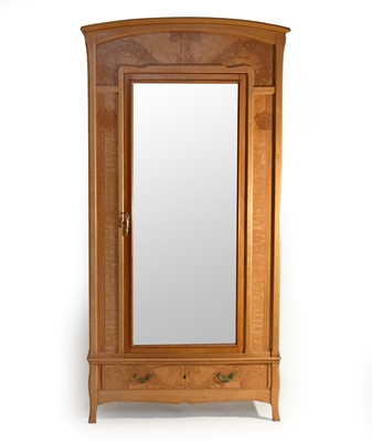 Lot 402 - A good inlaid elm wardrobe by Liberty & Co