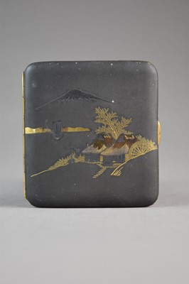 Lot 225 - A Japanese Shakudo inlaid cigarette case