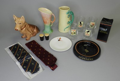 Lot 243 - Two Sylvac jugs, tan Sylvac Scottie dog and a small collection of Guinness breweriana