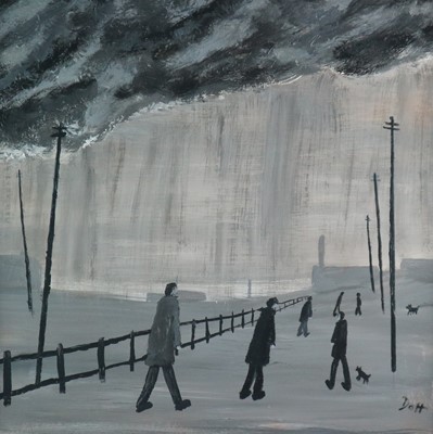 Lot 48 - Vincent Dott (British Northern School) Walking in the Rain