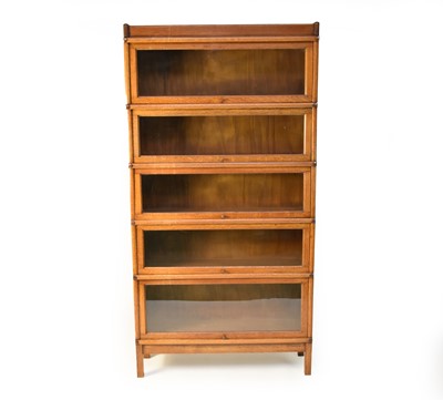 Lot 398 - An early-mid 20th century, Globe-Wernicke style, 5-tier pale oak bookcase