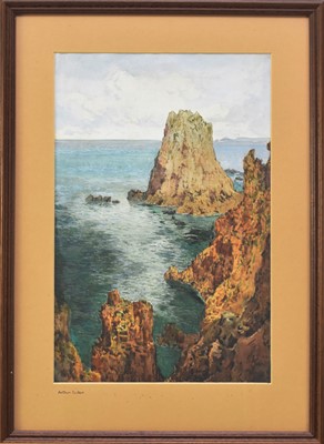 Lot 439 - Arthur Suker (British, 1857-1940), Lands End, watercolour, 50cm x 33cm