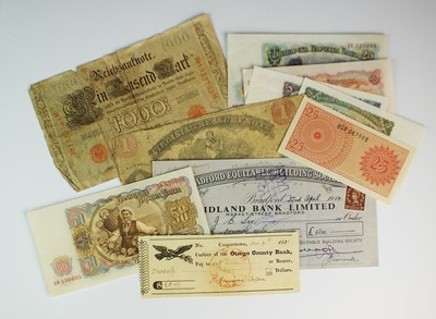 Lot 158 - A small collection of banknotes and cheques