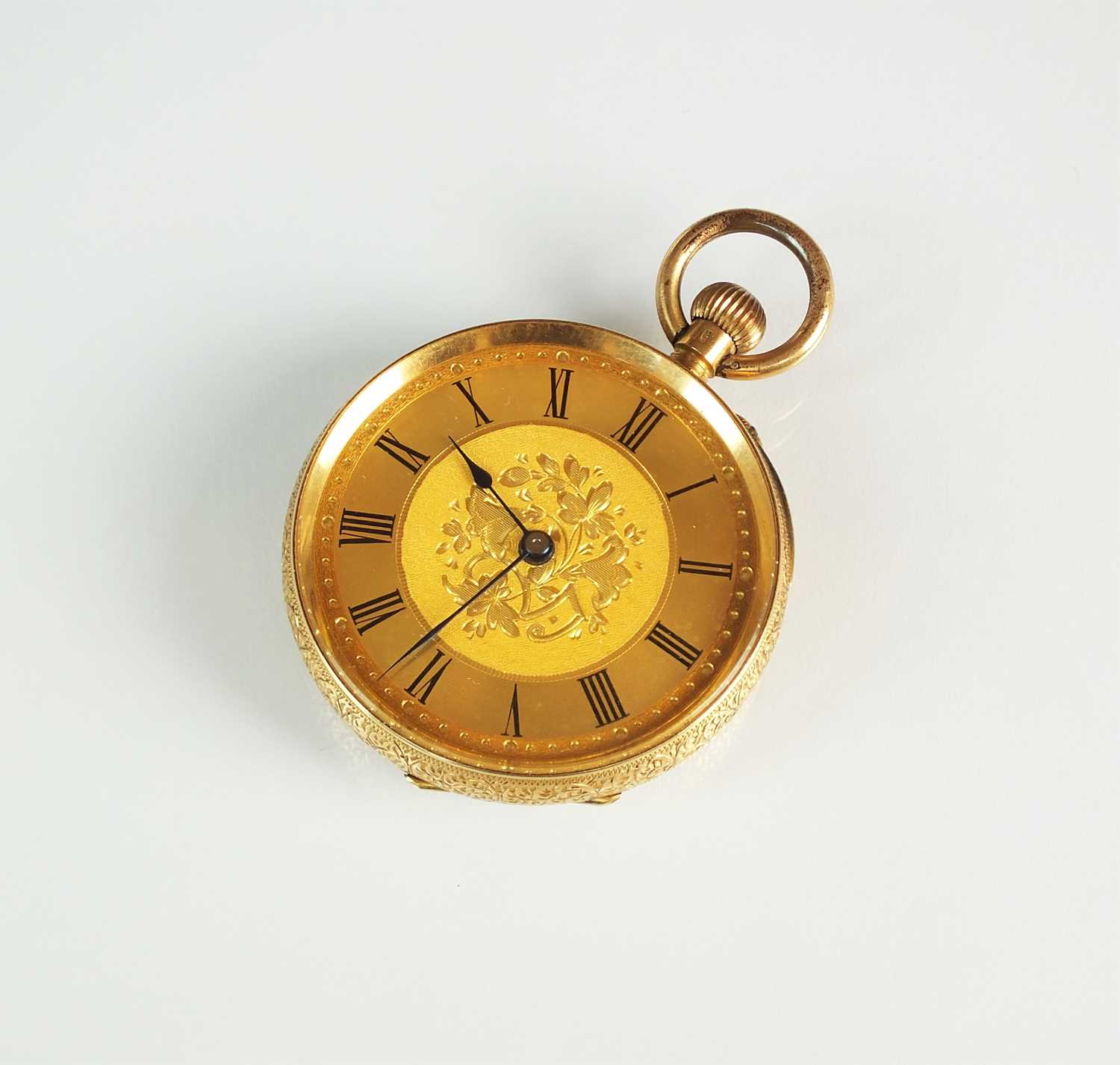Lot 150 - A 19th century yellow metal lady's fob watch